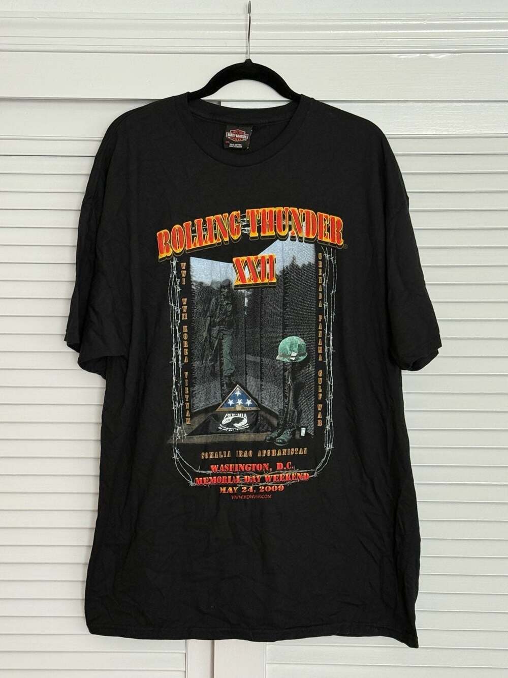 Harley-Davidson Rolling Thunder XXII 2009 Washington DC T-Shirt 2XL